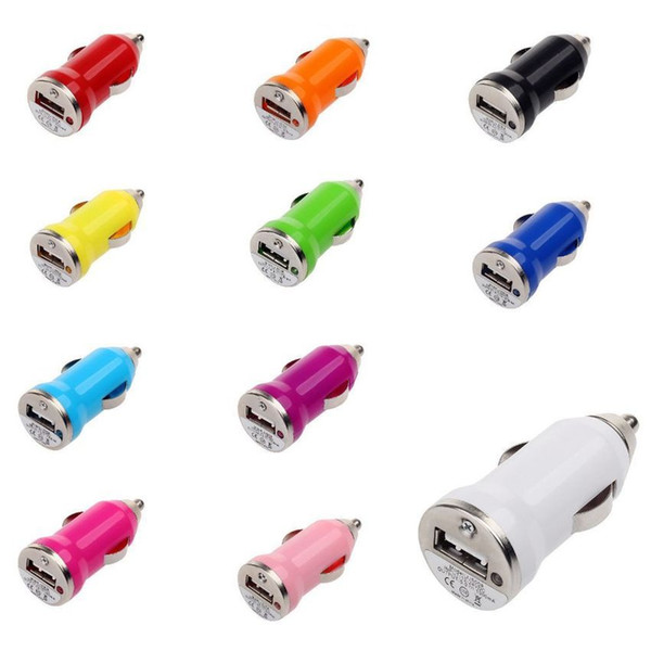 Mini Colorful USB Car Charger For iPhone X 8Plus 8 7Plus 7 6sPlus 6s 6Plus 6 IPod ITouch HTC Samsung mobile phone chargers 500 pcs/lot