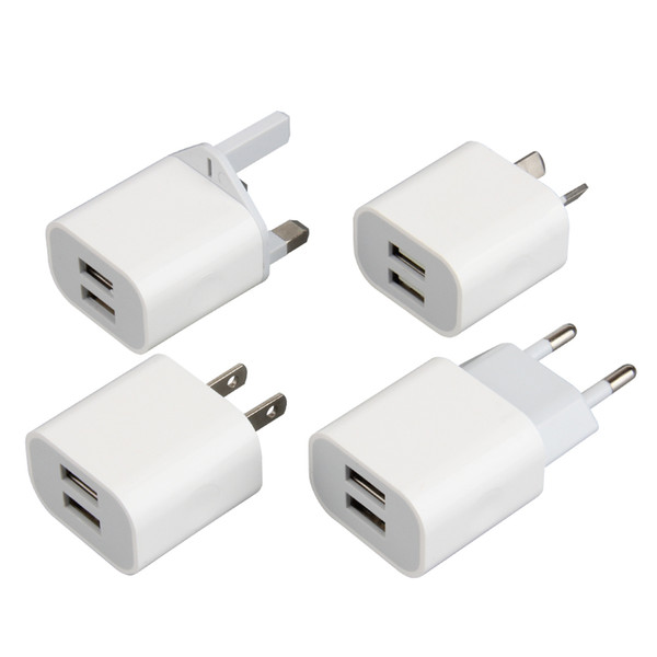 2usb Dual USB Cell Mobile Phone Charger 5V 2A US EU AU Plug Wall Power Adapter for apple iPhone 6 7 8 x xr Samsung HTC Cell Phone 2Port char