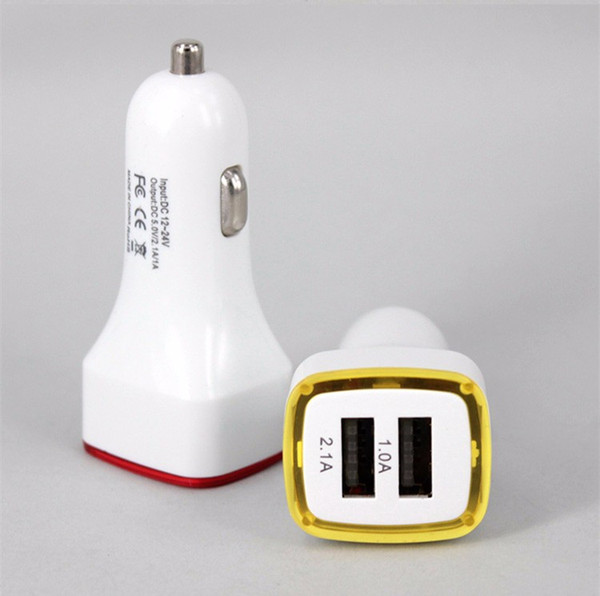 Double Usb Car Charger 2.1 A Square Rockets LED Light-Emitting Car Charger Send Ring Double Usb Car Charger 500pcs/lot