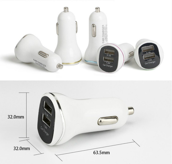 Various color Wave style art 2.1A + 1A 2U car charger adapter for iPhone XS X 8 7 6s 6 Samsung GalaxyS8 s9 callphone wholesale 100pcs/lot