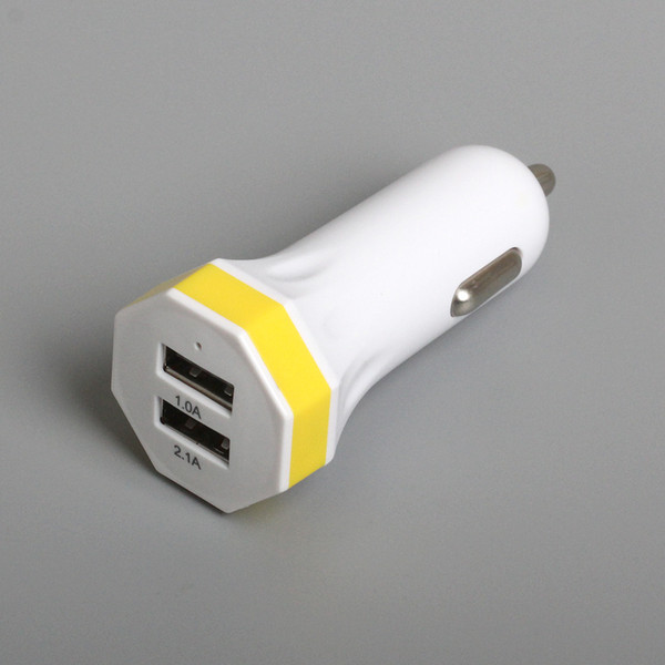 colorful 5 colors Gossip octagon style cheap 2usb 2 usb 5V 2.1A + 1A car charge adapter factory wholesale for callphone