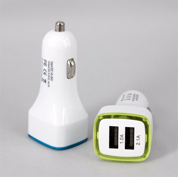 Double Usb Car Charger 2.1 A Square Rockets LED Light-Emitting Car Charger Send Ring Double Usb Car Charger 300pcs/lot