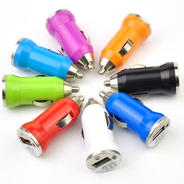 Mini Colorful USB Car Charger For iPhone X 8Plus 8 7Plus 7 6sPlus 6s 6Plus 6 IPod ITouch HTC Samsung mobile phone chargers 800 pcs/lot