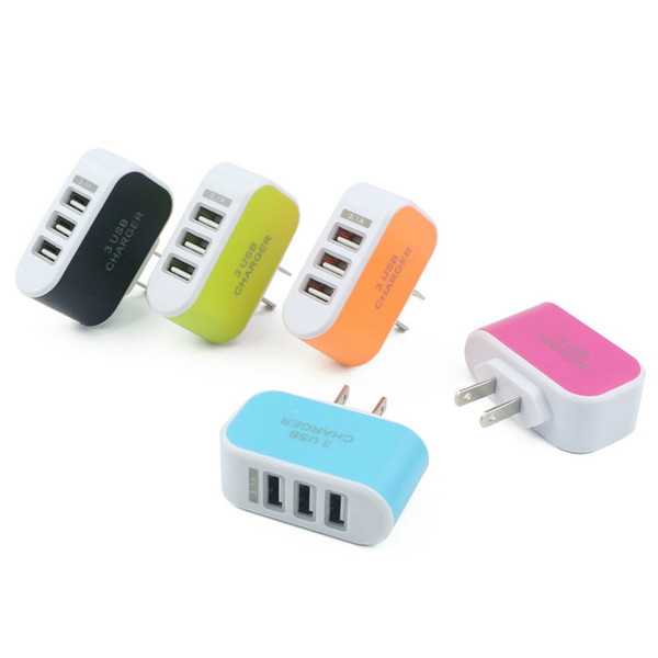 3USB with LED light Multiport Charger Glowing Smartphone 5V USB Universal Travel Charger for samsung galaxy note LG phone tablet ipad