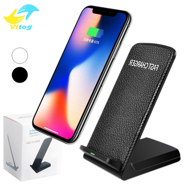 Desktop Fast Qi Wireless Charger Holder Stand For Samsung S8 Plus Iphone 8 plus X Universal Fast Charger 2 Coils Pad 9V/1.67A 5V/2A