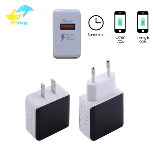 QC3.0 Fast wall Charger Travel Adapter 5V 2.4A 9V 1.7A Quick Speed Charger US EU For iphone samsung smartphones