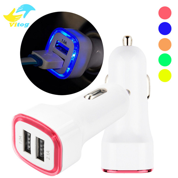 5V 2.1A Dual USB Ports Led Light Car Charger Adapter Universal Charing Adapter for iphone Samsung S7 HTC LG Cell phone