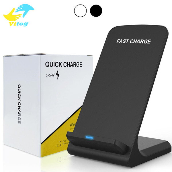 2 Coils Qi Wireless Charger Fast Wireless Charger Stand Pad for iPhone X 8 8Plus Samsung Xiaomi