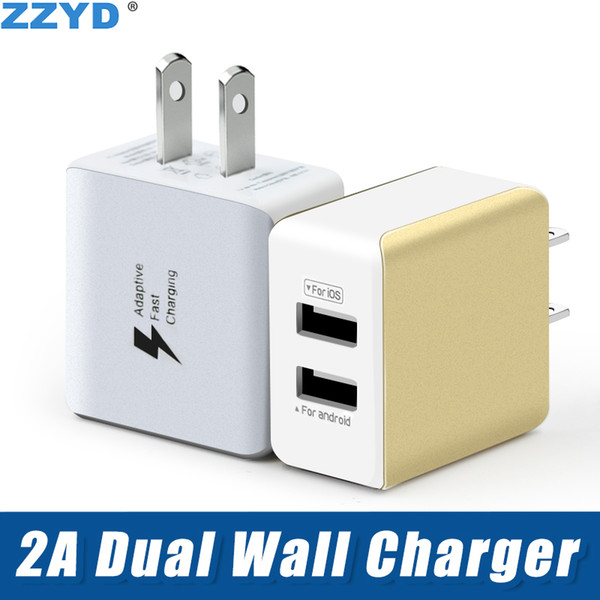 ZZYD 5V 2.1A Dual USB Wall Charger USB Power Adapter Portable Charging For iP 7 8 X Samsung Note8