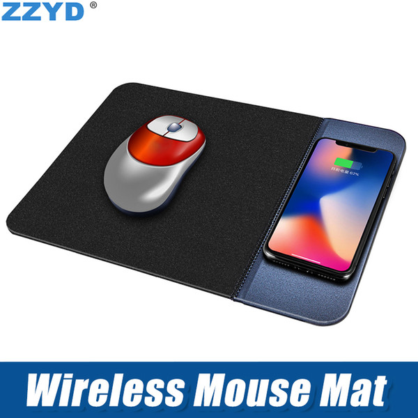 ZZYD For iPhoneXS max X Wireless Charger Mouse Pad 5V 1A QI Mobile Phone Wireless Charger PU Mousepad