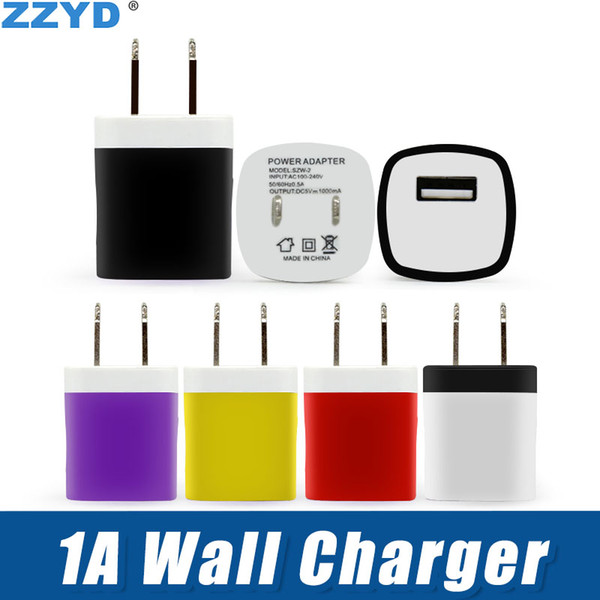 ZZYD 5V 1A US USB Wall Charger Home Travel Adapter Mini USB charger For Samsung Iphone 7 8 x Smartphones