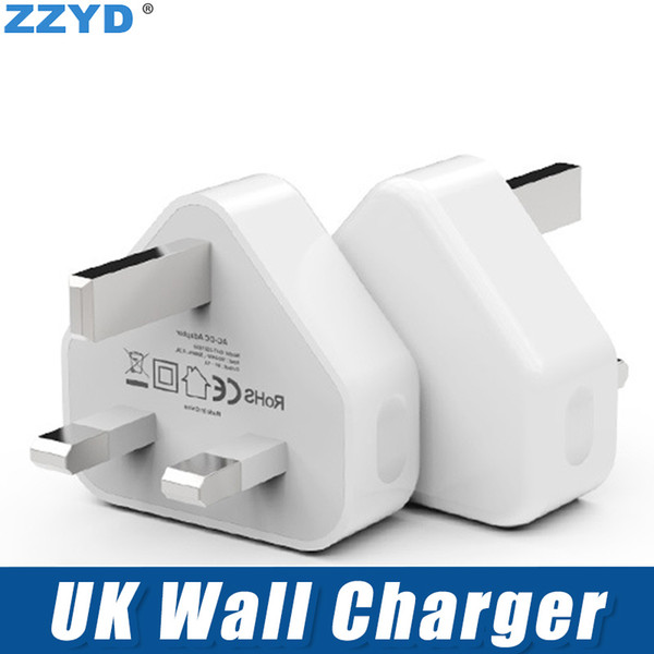 ZZYD For Samsung S7 Note8 iP8 Xs Max UK 3 Pin Mains Charger Adapter Plug 5V 1A UK USB Wall Adapter