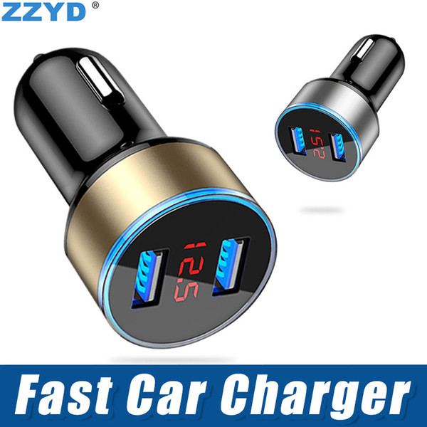 ZZYD QC3.1A Dual USB Car Charger Car-styling 2 LED Indicator Universal Mobile Phone Charger for iP8 Xs Max Samsung S8