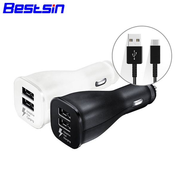 Bestsin Car Charger Dual USB Ports Adaptive Quick Charge Super Fast Car Charger For S9 S9PLUS With Logo