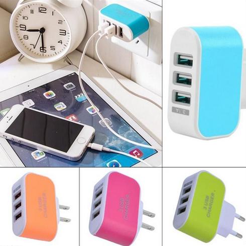 Hot Sale 3 USB Wall Chargers US EU Plug 5V 3.1A Travel Power LED Adaptor with 3 USB Ports For Mobile Phone