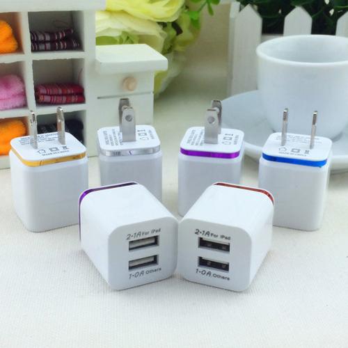 Metal Dual USB wall Charging Charger US EU Plug 2.1A AC Power Adapter Wall Charger Plug 2 port for Iphone Samsung LG