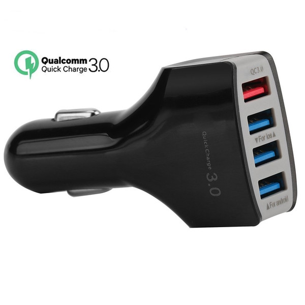 Qualcomm Quick Charge 3.0 Adaptive 4 Port LED Car Charger For Samsung Xiaomi Phone Charger 5V6A/9V2A USB Cable For iPhone Huawei