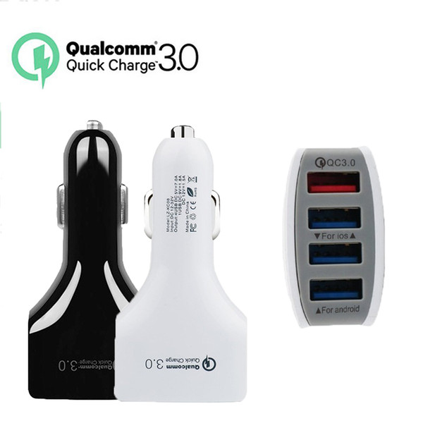 Qualcomm Quick Charge 3.0 Adaptive 4-Port LED Car Charger For Samsung Xiaomi Phone Charger 5V6A/9V2A USB Cable For iPhone Huawei