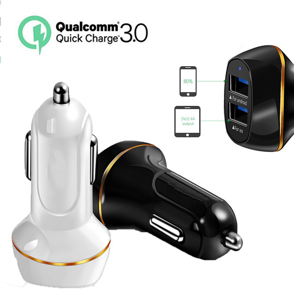 Quick Charge 3.0 Dual USB Car Charger Fast Charging Adapter For iphone X Samsung Galaxy S9 Xiaomi Huawei or Smart Phone Tablet