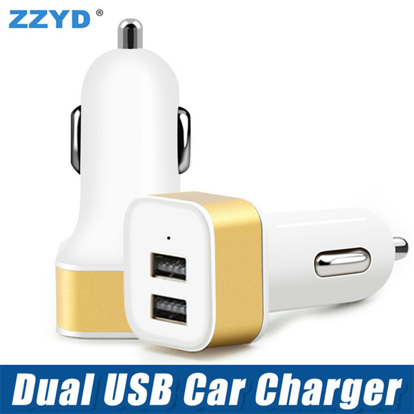 Aluminium Alloy Square Dual USB Car Charger 1A 2.1A Output Universal Adapter For Iphone 7 8 X Samsung S8 note8