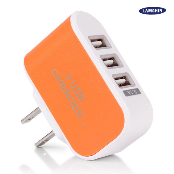 US EU Plug 3 USB Wall Chargers 5V 3.1A LED Adapter Travel Convenient Power Adaptor with Triple USB Ports For Mobile Phone