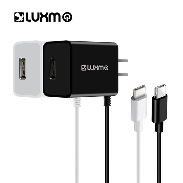 LUXMO Type C Wall Charger 2.1A USB Type-C Charging Traveling Portable with Attached Cable for Samsung Galaxy S9 S8 Plus Huawei Phone