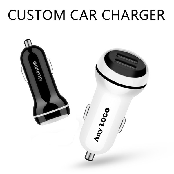 Custom Car Charger 2.1A 5V Print Own LOGO Create Design Dual USB Ports Customize Charging Universal for iPhone Samsung Galaxy Phone