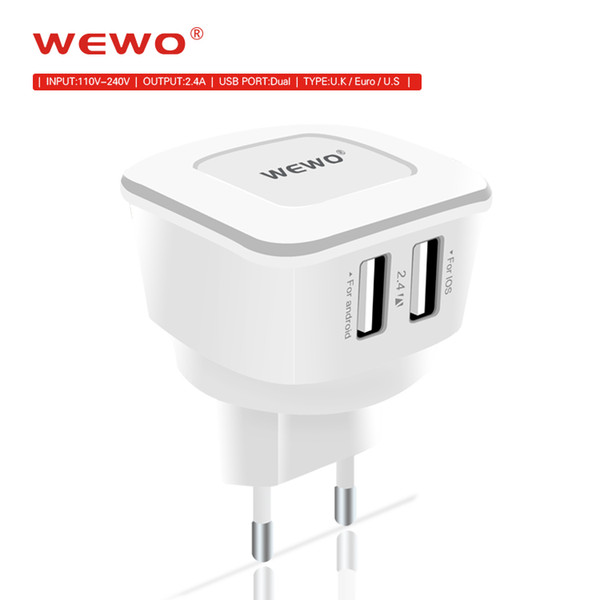 Dual USB Wall Charger EU US UK Plug 2.4A USB Power Adapter Travel Portable Charger for Iphone Samsung Galaxy Note LG Tablet Ipad