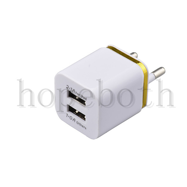 Dual USB 2 Ports Wall Charger Hot Sale Green Gold Edge Home Travel Adapter 5V 2.1A US Plug For Samsung LG Tablet