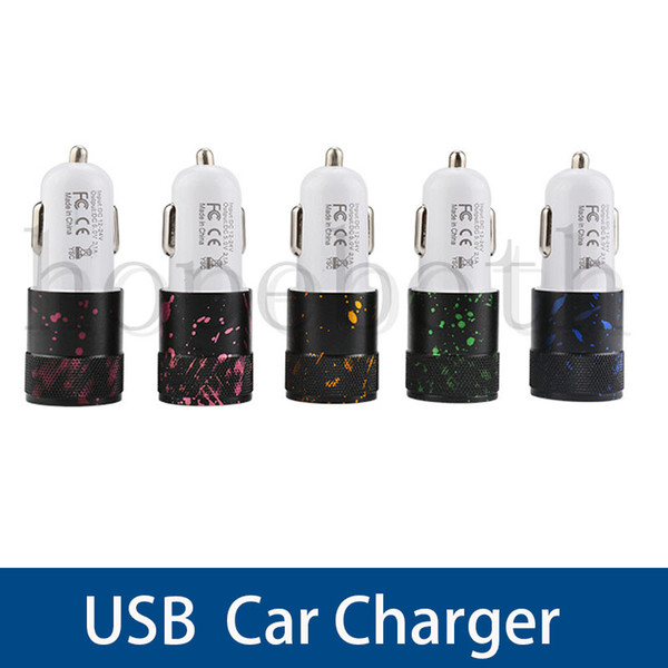 Best Fashion Dual USB 2 Port Car Charger Universal 2A Phone Charger for iPhone For Samsung Galaxy Droid Nokia Htc 50pc Free DHL