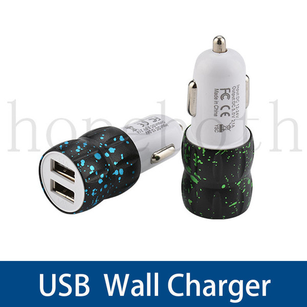 Universal Small Steel Dual USB Port 2.1A + 1A Car Charger for iphone 4 5 6 7 for samsung s6 s7 mp3 gps