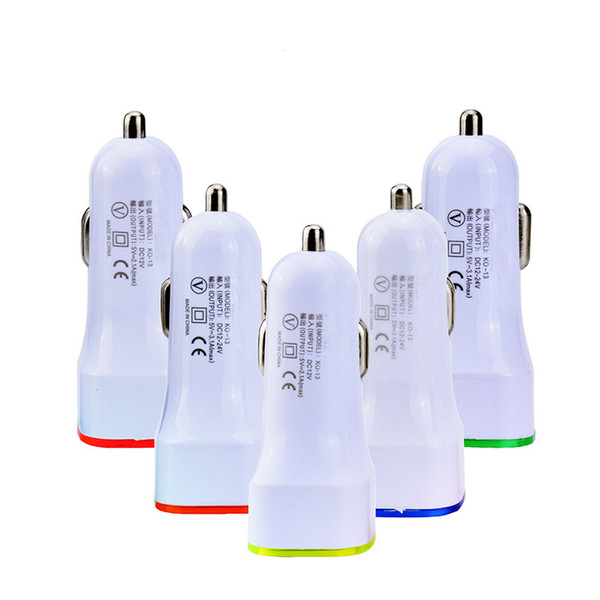 LED car charger 2 ports Adapter 5V 2.1A+1A for iPhone 4 5 6 7 for ipad for samsung gps mp3 pc