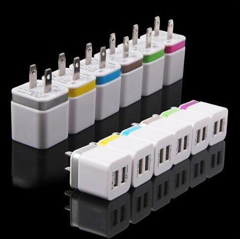 Universal 2.1A Wall Charger US EU Plug Dual USB 2 Port AC Power Adapter 2 ports for iphone 6s 7 8 plus for Samsung HTC