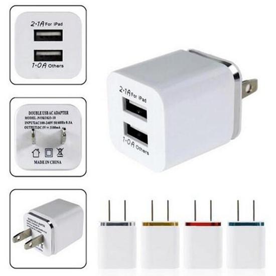 2A +1A Dual USB Ports US EU Ac home travel wall charger power adapter For Samsung s6 s7 edge note 4 5 i6 7 8 XS