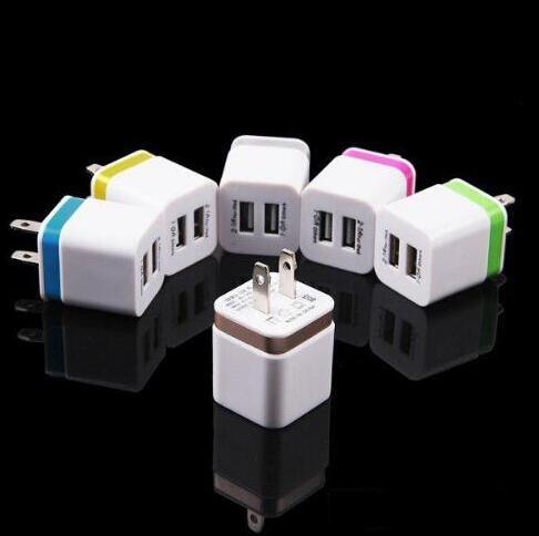 Hot US EU Plug Metal Dual USB Port wall Charging Charger 2.1A AC Power Adapter Wall Charger for iphone 6 7 8 X for Samsung android phone