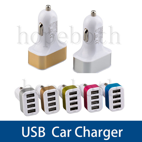 Universal Triple USB Car Charger Adapter USB Socket Rectangle 4 Port Car-charger For iPhone Samsung Xiaomi Huawei Free DHL