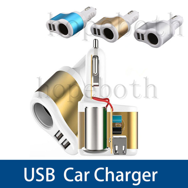 3 in 1 Dual USB Car Charger 3.1A Compatible Universal Car Cigarette Lighter Power Socket Auto Adapter for Samsung Huawei Xiaomi