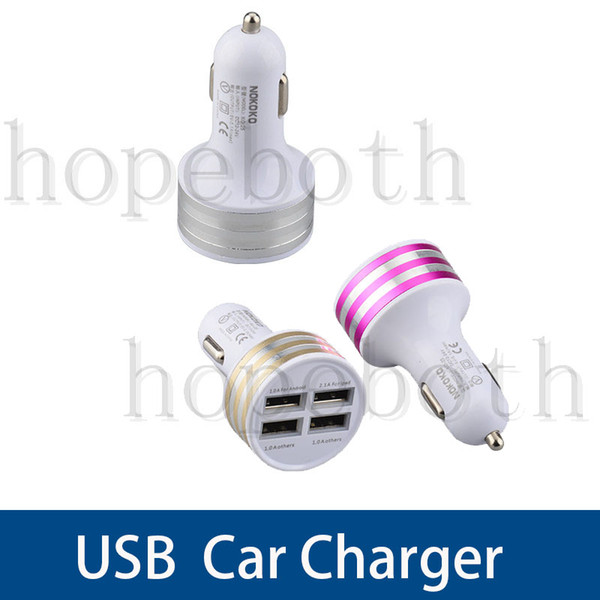 50pcs For i6 7 Plus Mini Car Charger Colorful 4 Ports USB Round Car Adapter Cigarette Plug Auto Power Adapter