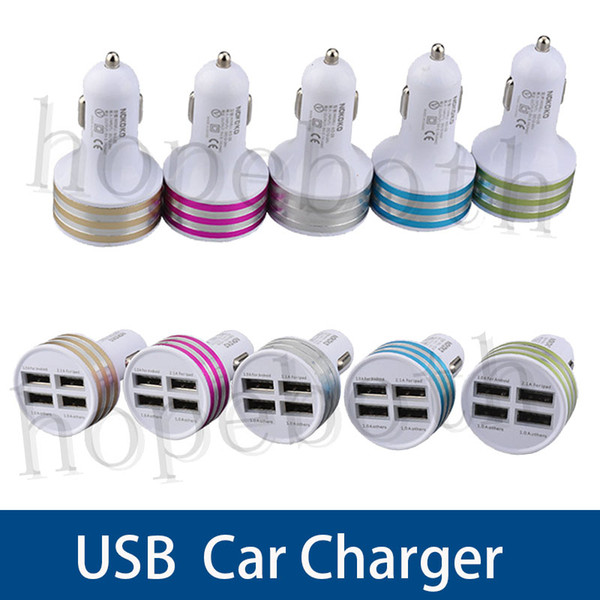 Top Quality 5V 3.1A 4 usb port car charger AC adapter universal car charger Colorful for i4/5/6 7 For samsung