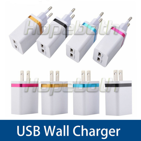 Metal Dual USB wall Charger US EU Plug 2.1A AC Power Adapter Wall Charger 2 ports for iPhone Samsung Note LG Tablet