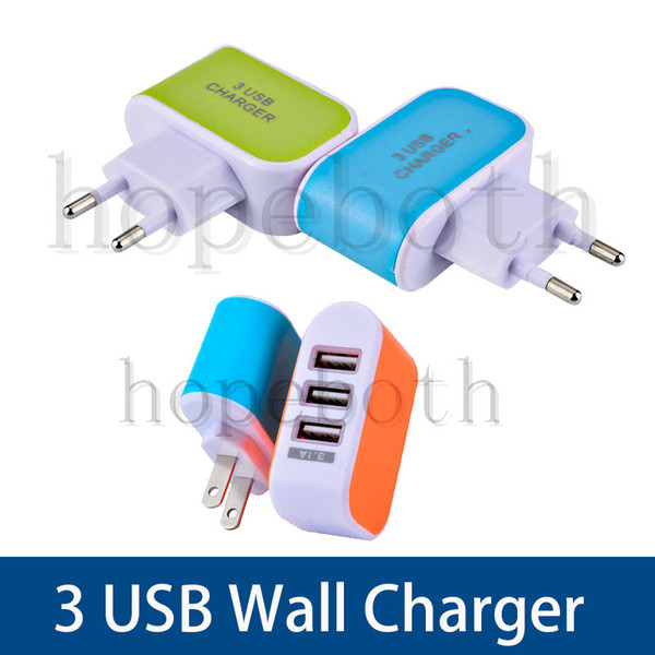 2.1A High-quality Quick charging Charger Color 3 USB Wall Android Charger EU US Plug 2 Port for Samsung galaxy S8