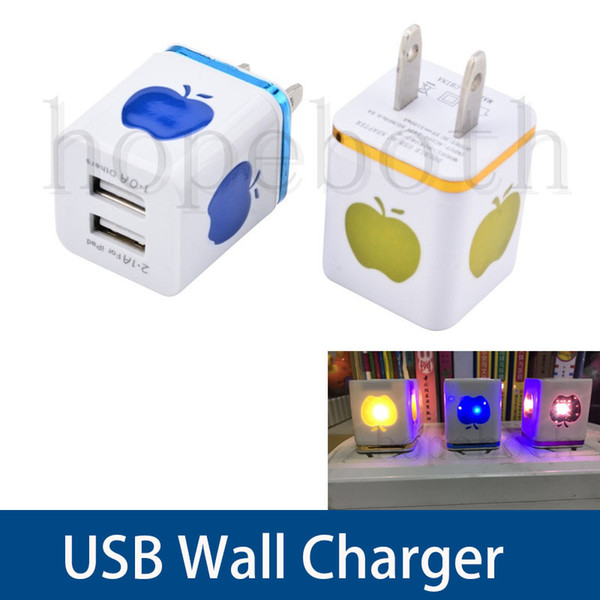 Metal Home LED Light Charger US EU Plug Dual USB 2.1A AC Power Adapter Wall Charger For Samsung S6 Tablet i6s 7