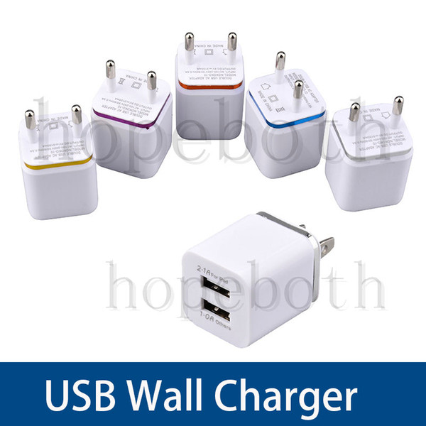 For Samsung S8 Note 8 Dual USB Wall Charger 5V 2.1A 1A Metal Travel Adapter US EU plug AC Power Adapter