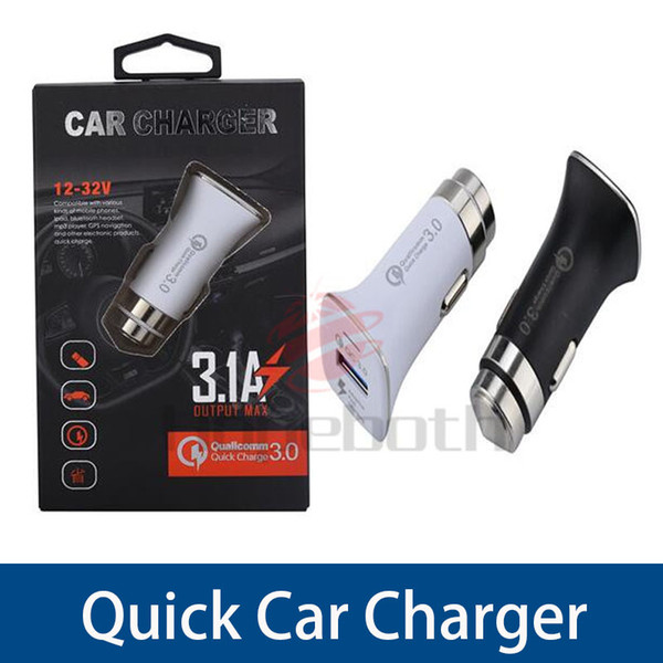 High Quality 9V 3A QC3.0 fast car charge Dual USB Fast Charging phone charger for Samsung Galaxy S8 Plus with package