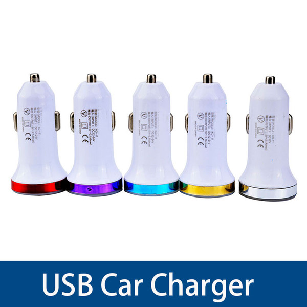 Universial Car Charger 3USB 2A Port protection LED Light Colorful circle Power Adapter Car charging for iPhone 7 Samsung S8