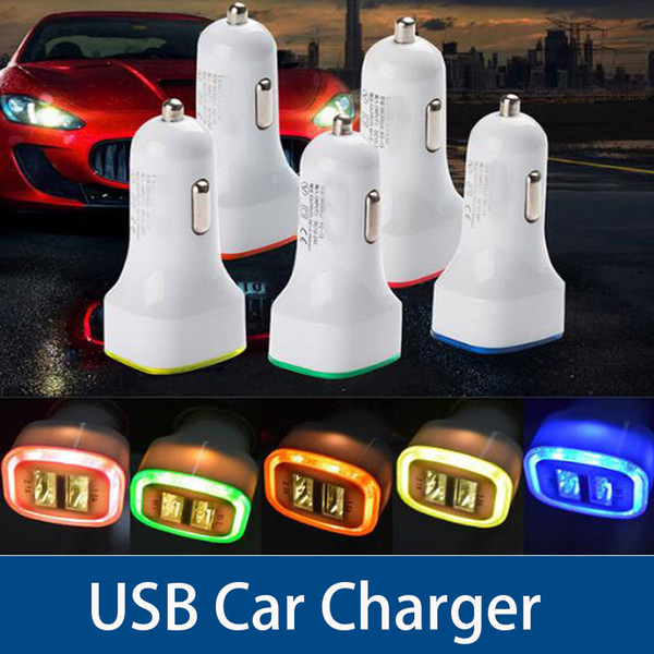 50pcs Universal Double USB Metal Circle Round Square Car Charger 5V 2A Multifunction Aluminum Car Charger free shipping