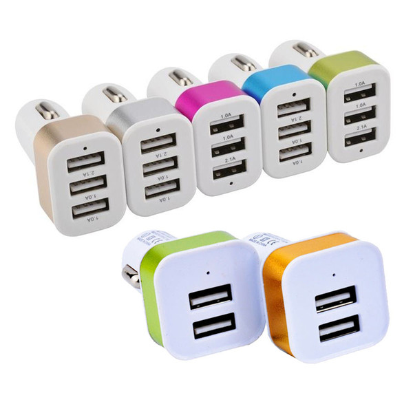 2018 New 3 4 USB Ports Aluminum Metal Car Chargers Vehicle Charger 1A 2.1A 3.1A 5V For iphone Samsung Smartphones iPad