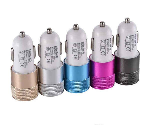 Metal Alumium Alloy Dual USB Port Car Charger 2.1A+ 1A Car Charger For iPhone 7 8 XR XS Max Samsung Universal