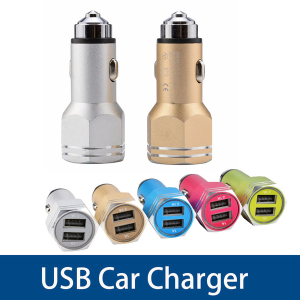 Car Charger 5V 2.1A Aluminum Alloy Car Charger Safety Hammer Design Car Charger Adapter For iPhone 6 7 Samsung mp3 gps