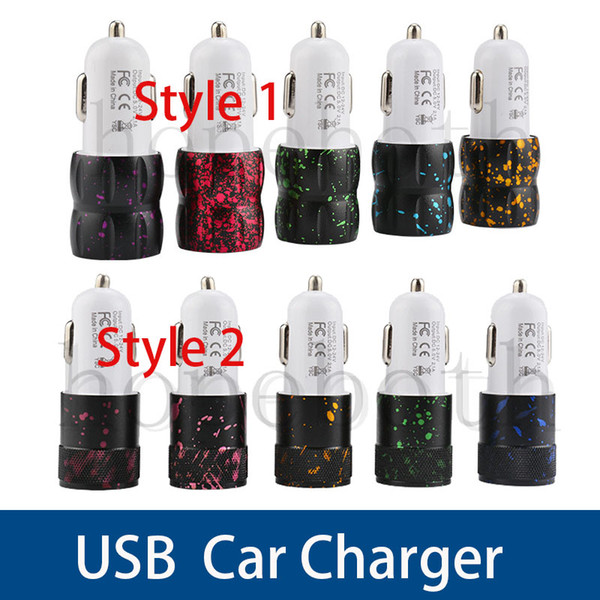 2 USB Port Car Charger Universal 2.1A Painted Charging Adapter For iP 6 7 8 Samsung S8 Tablet Nokia